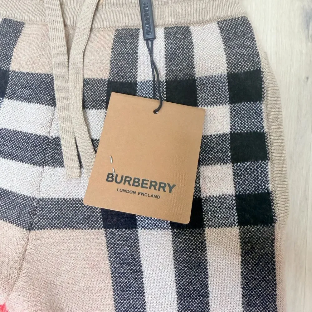 NWT ✨ Kids Burberry Vintage Check Wool + Cashmere Joggers w/pockets 4T $500